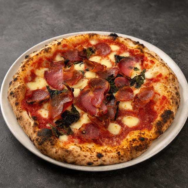 Tre Carni Pizza.